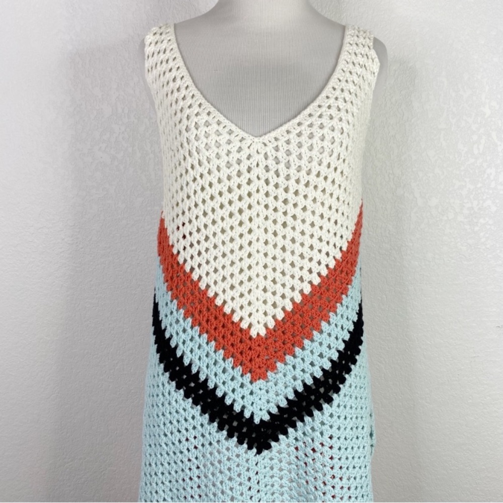 Handmade Cotton Fringe Multicolor Summer Crochet Dress - Picture 3 of 7